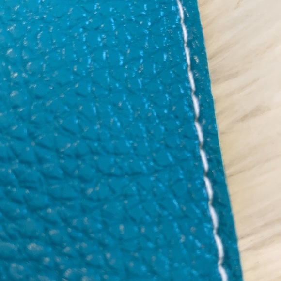 Turquoise blue Crossbody Clutch scalloped gold hardware envelope purse handbag - Picture 13 of 16